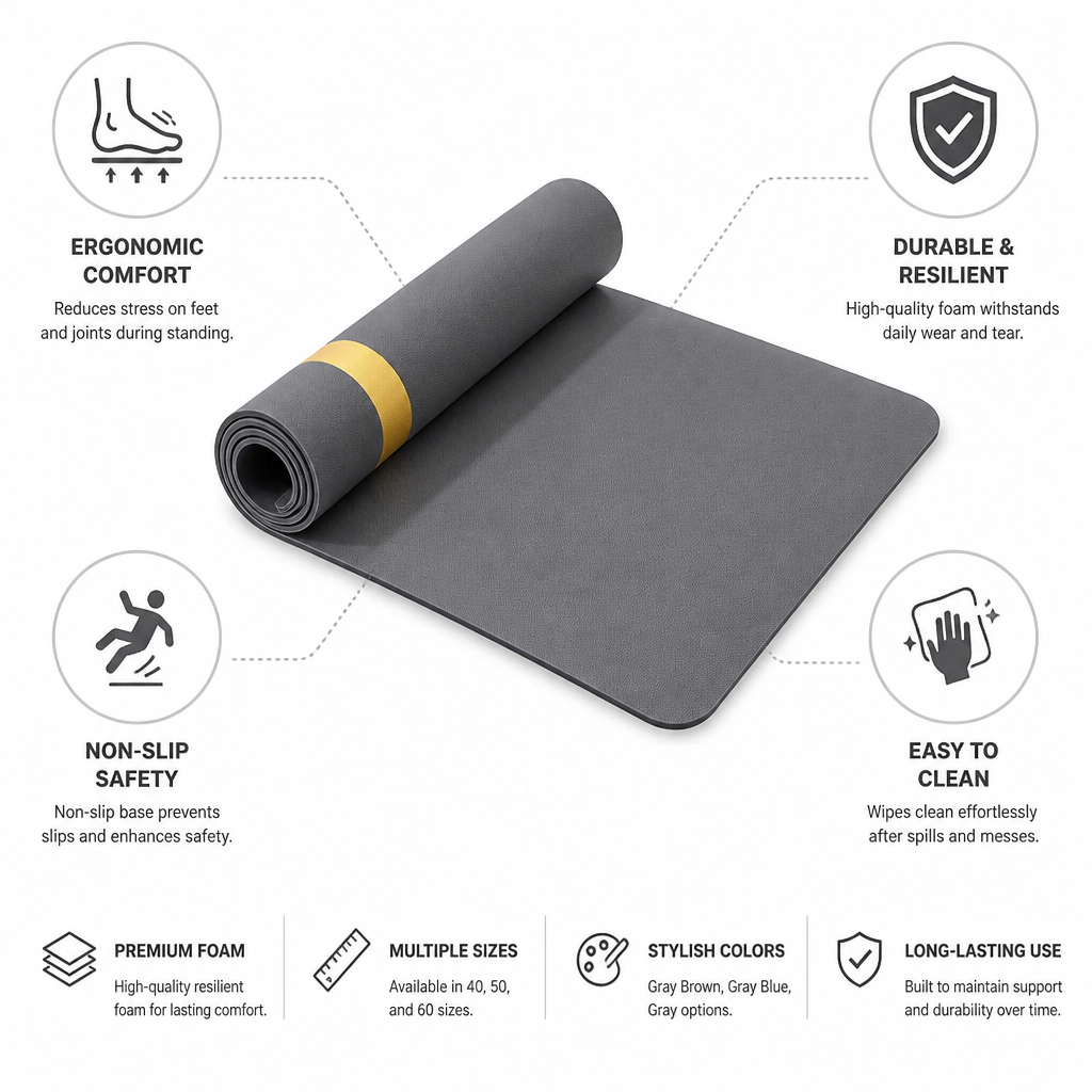 Kitchen Mat Ergonomic Foam Non-Slip Base