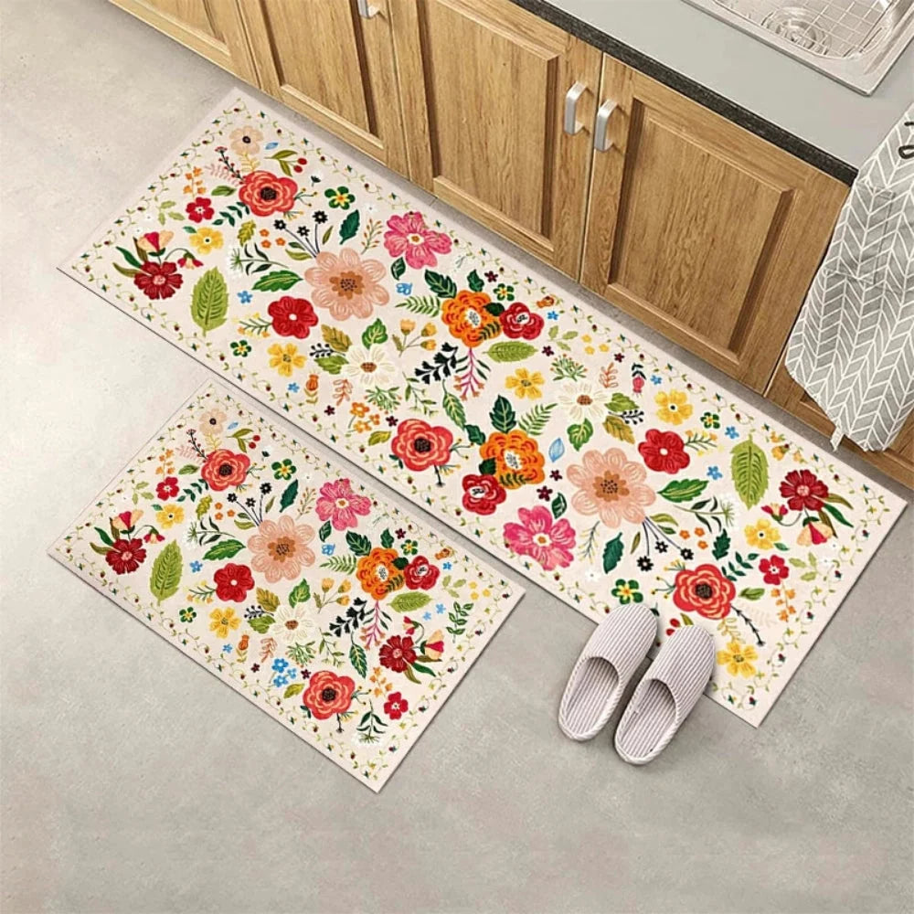 Kitchen Mat Set Boho Floral Anti-Fatigue & Non-Slip