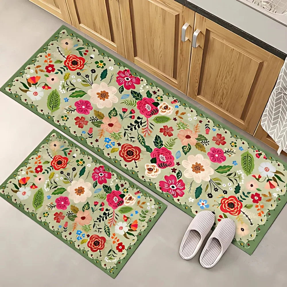 Kitchen Mat Set Boho Floral Anti-Fatigue & Non-Slip