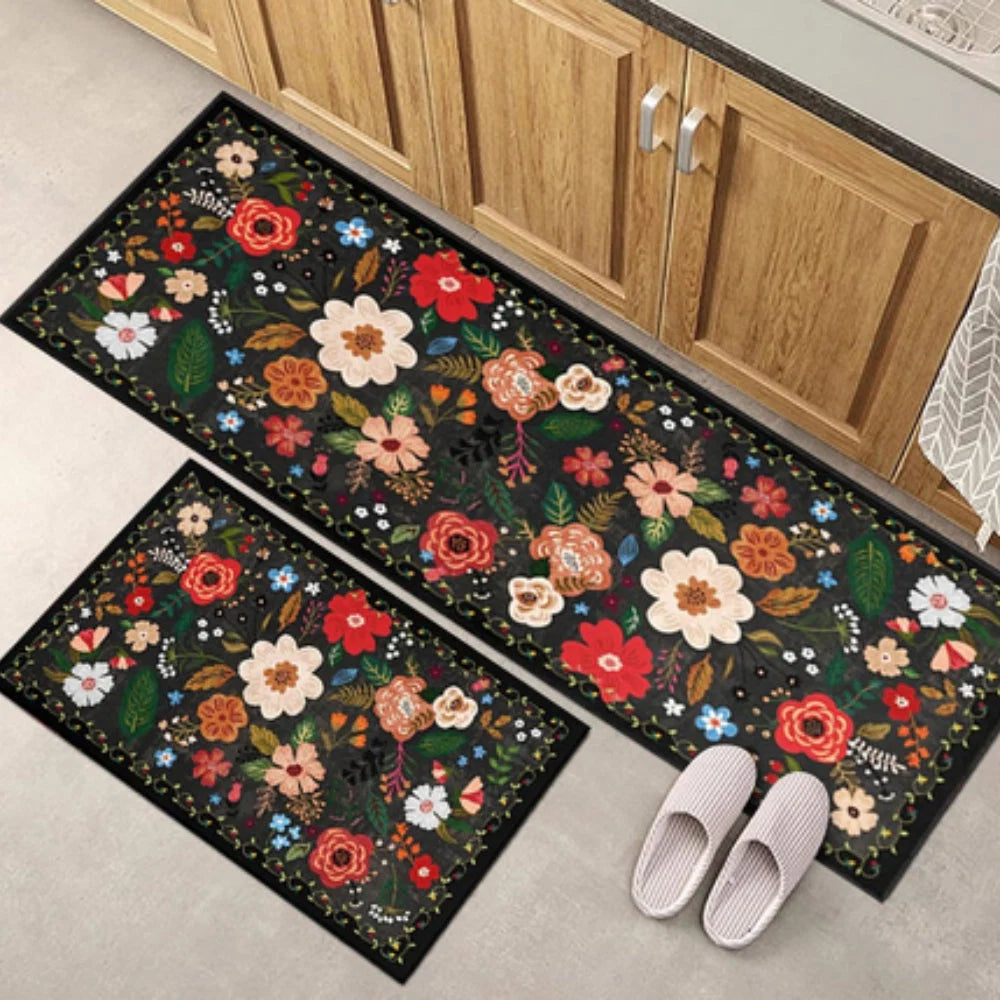 Kitchen Mat Set Boho Floral Anti-Fatigue & Non-Slip