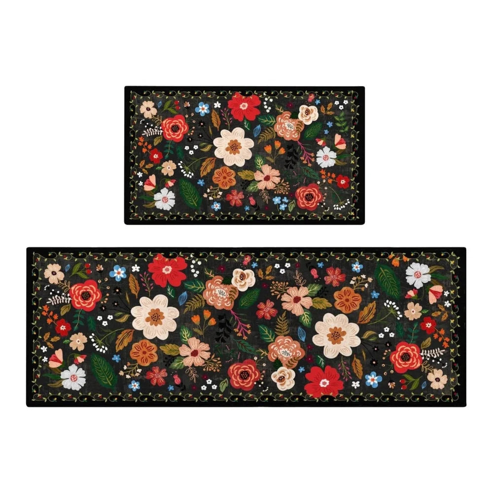 Kitchen Mat Set Boho Floral Anti-Fatigue & Non-Slip