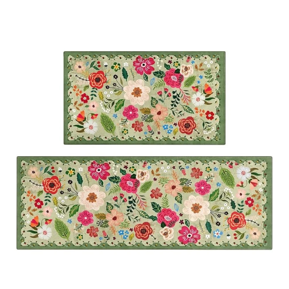 Kitchen Mat Set Boho Floral Anti-Fatigue & Non-Slip