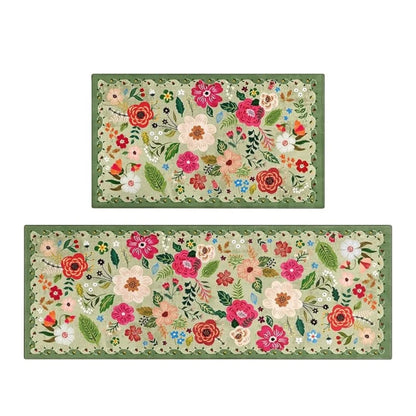 Kitchen Mat Set Boho Floral Anti-Fatigue & Non-Slip