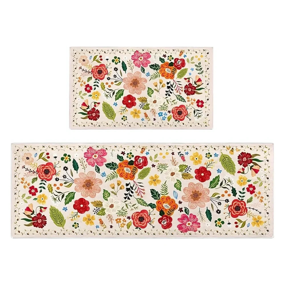 Kitchen Mat Set Boho Floral Anti-Fatigue & Non-Slip