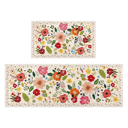 Kitchen Mat Set Boho Floral Anti-Fatigue & Non-Slip