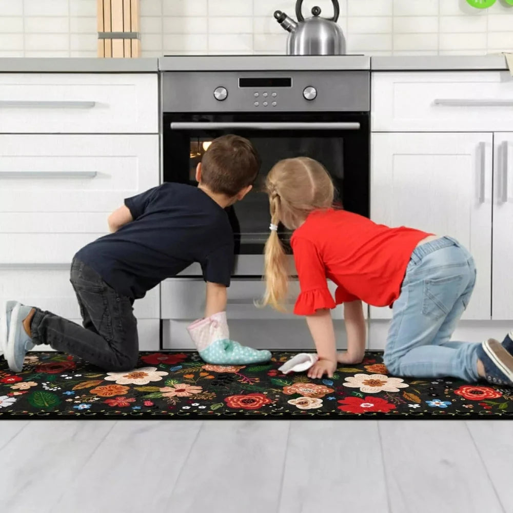 Kitchen Mat Set Boho Floral Anti-Fatigue & Non-Slip