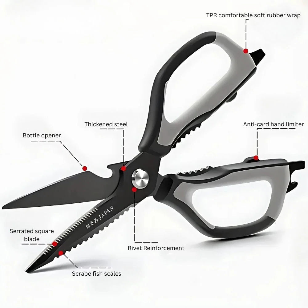 Kitchen Scissors Triple-Sharp Stainless Steel Ergonomic Non-Slip Handle