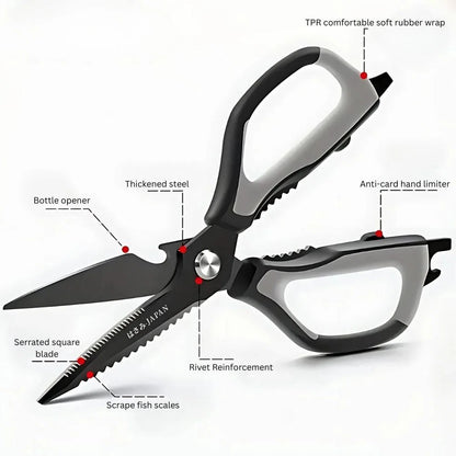 Kitchen Scissors Triple-Sharp Stainless Steel Ergonomic Non-Slip Handle