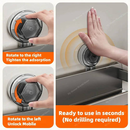 Kitchen Shelf Stainless Steel Suction Cup No-Drill Mount
