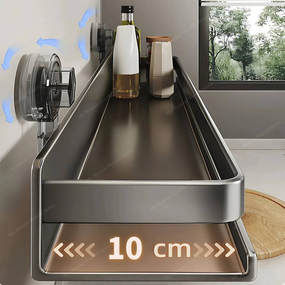 Kitchen Shelf Stainless Steel Suction Cup No-Drill Mount