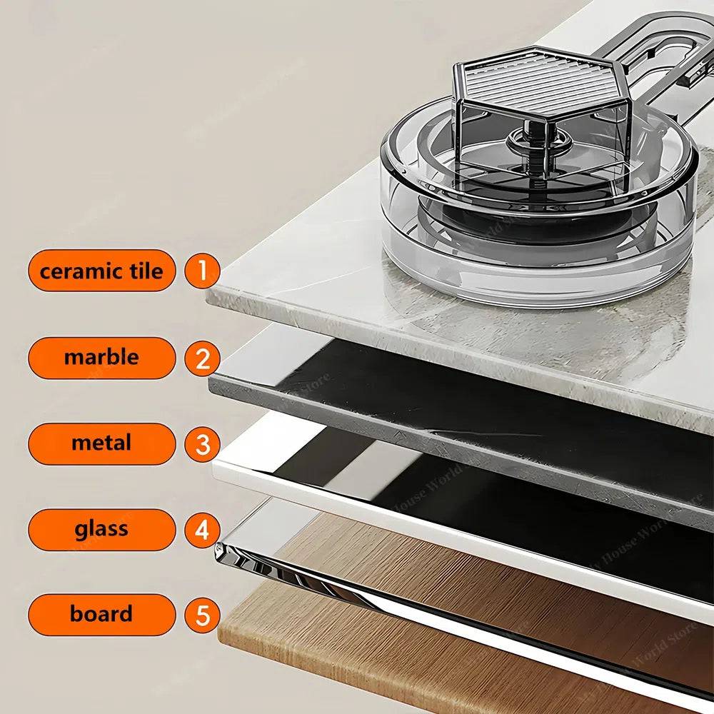 Kitchen Shelf Stainless Steel Suction Cup No-Drill Mount