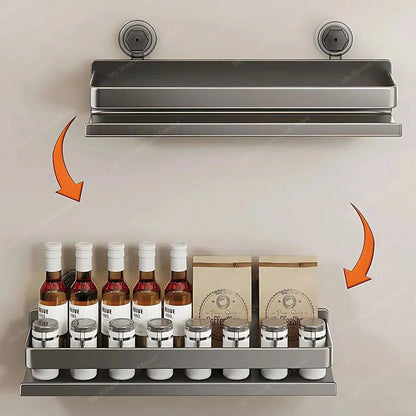 Kitchen Shelf Stainless Steel Suction Cup No-Drill Mount