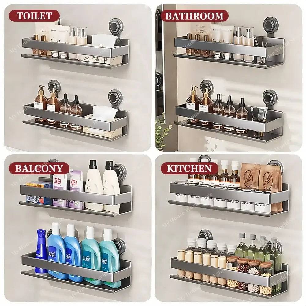 Kitchen Shelf Stainless Steel Suction Cup No-Drill Mount