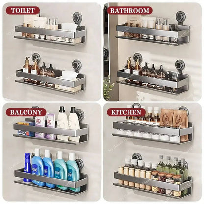 Kitchen Shelf Stainless Steel Suction Cup No-Drill Mount