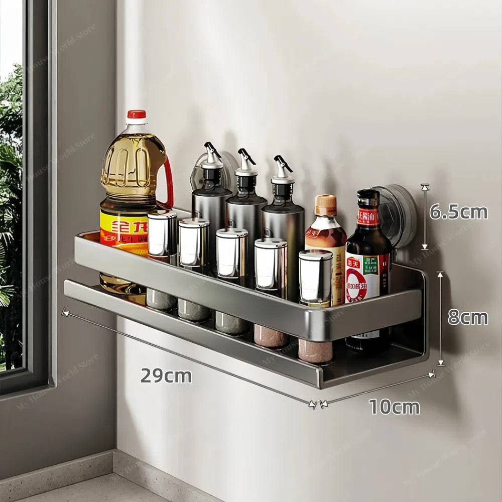 Kitchen Shelf Stainless Steel Suction Cup No-Drill Mount