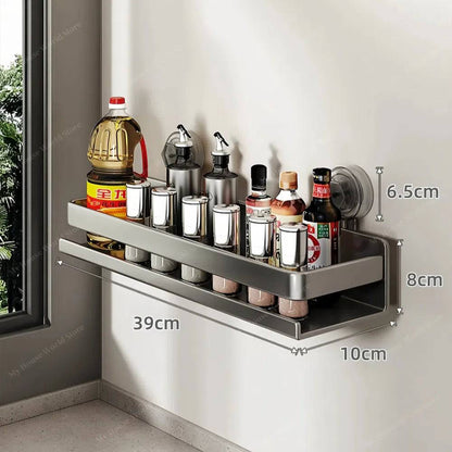 Kitchen Shelf Stainless Steel Suction Cup No-Drill Mount