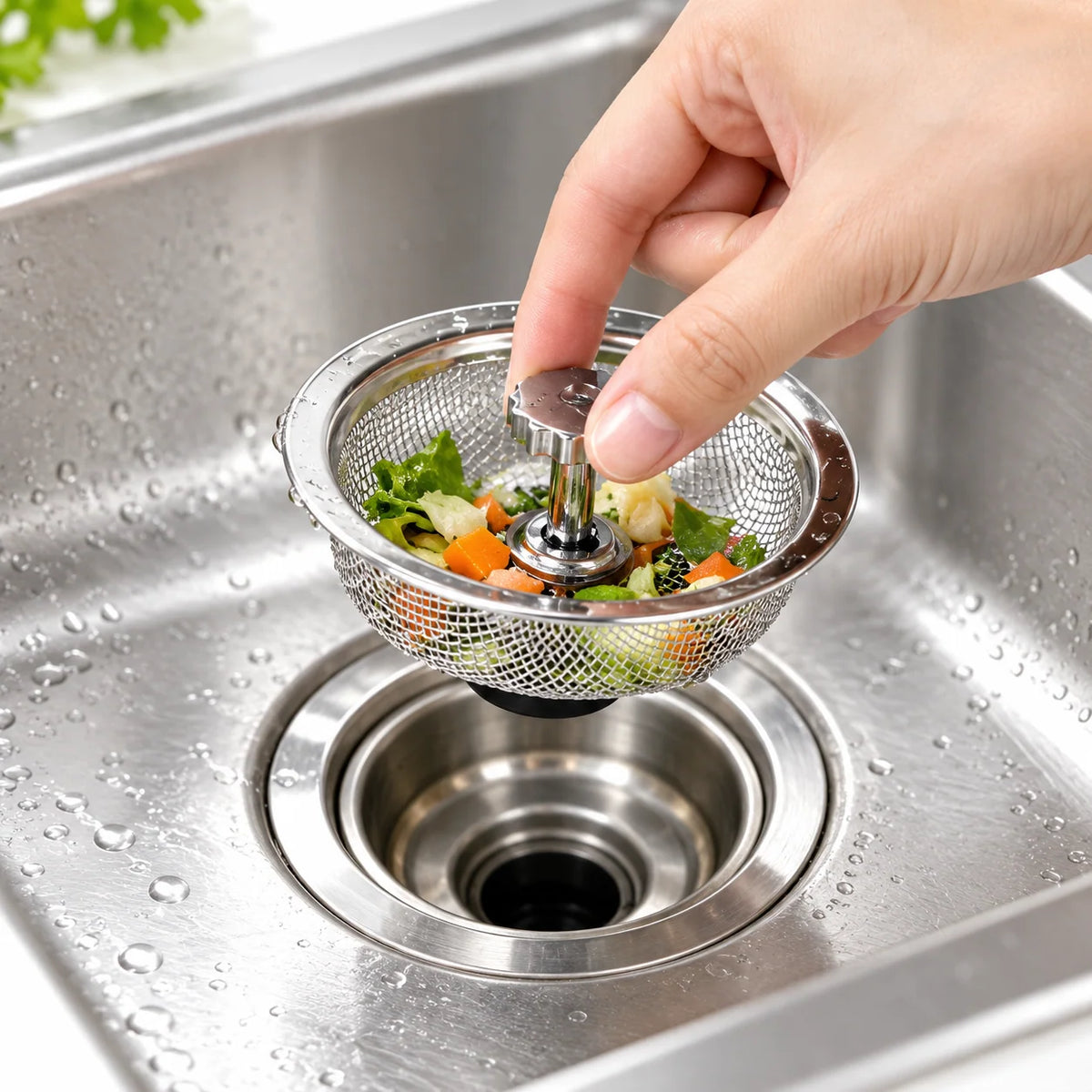 Kitchen Sink Strainer Stainless Steel Strainer & Stopper Combo