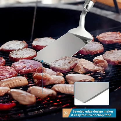 Kitchen Spatula Stainless Steel Head & Heat-Resistant Wooden Handle