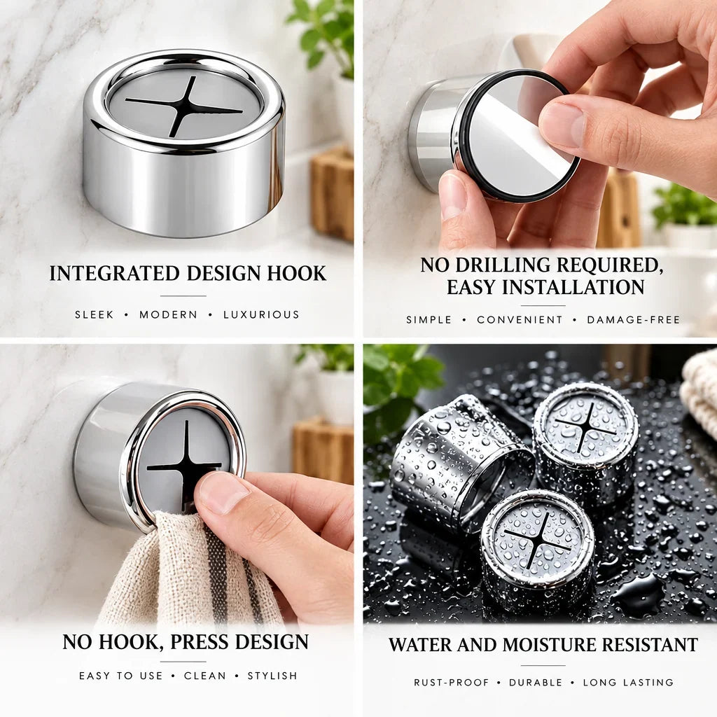 Kitchen Towel Clips Adhesive Tool-Free Set of 4