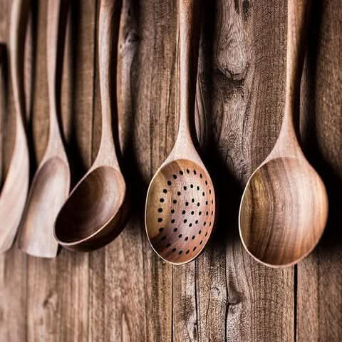 Kitchen Utensil Set Teak Wood Heat-Resistant & Scratch-Free