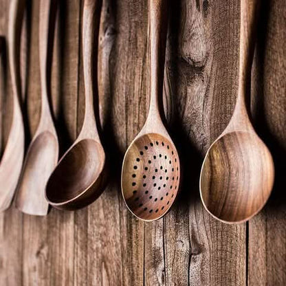 Kitchen Utensil Set Teak Wood Heat-Resistant & Scratch-Free