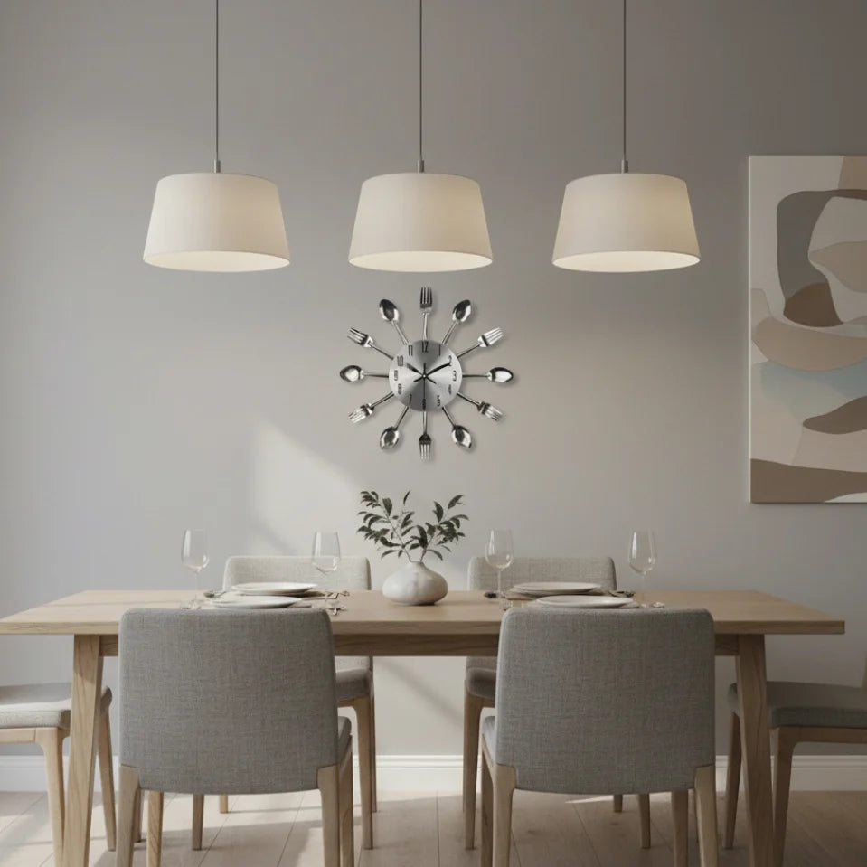 Kitchen Wall Clock Cutlery-Inspired Open Metal Silent Movement