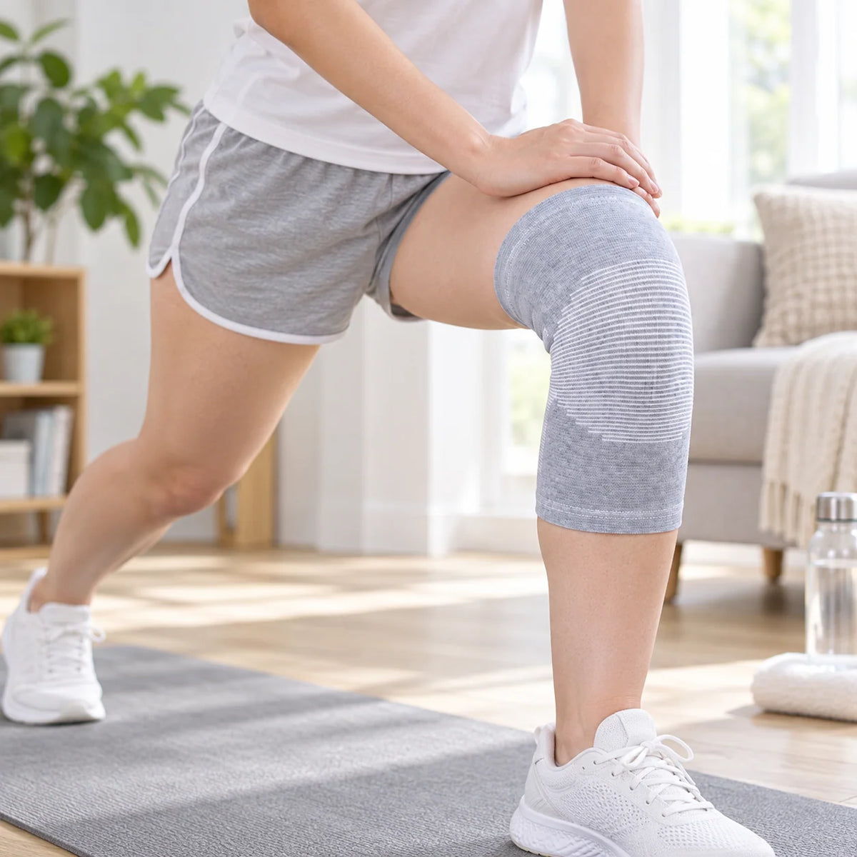 Knee Compression Sleeve Bamboo Fabric Breathable Flexible Support