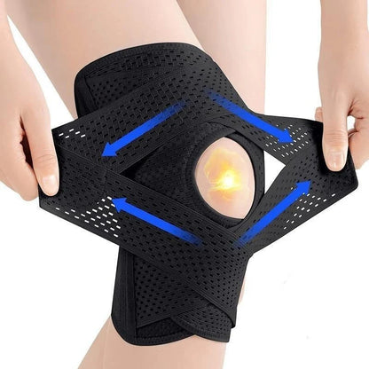 Knee Support Brace Open Patella Adjustable Straps With Side Springs