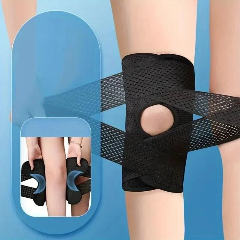 Knee Support Brace Open Patella Adjustable Straps With Side Springs