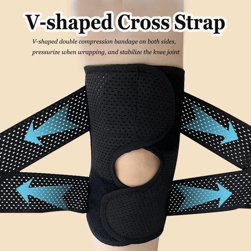 Knee Support Brace Open Patella Adjustable Straps With Side Springs