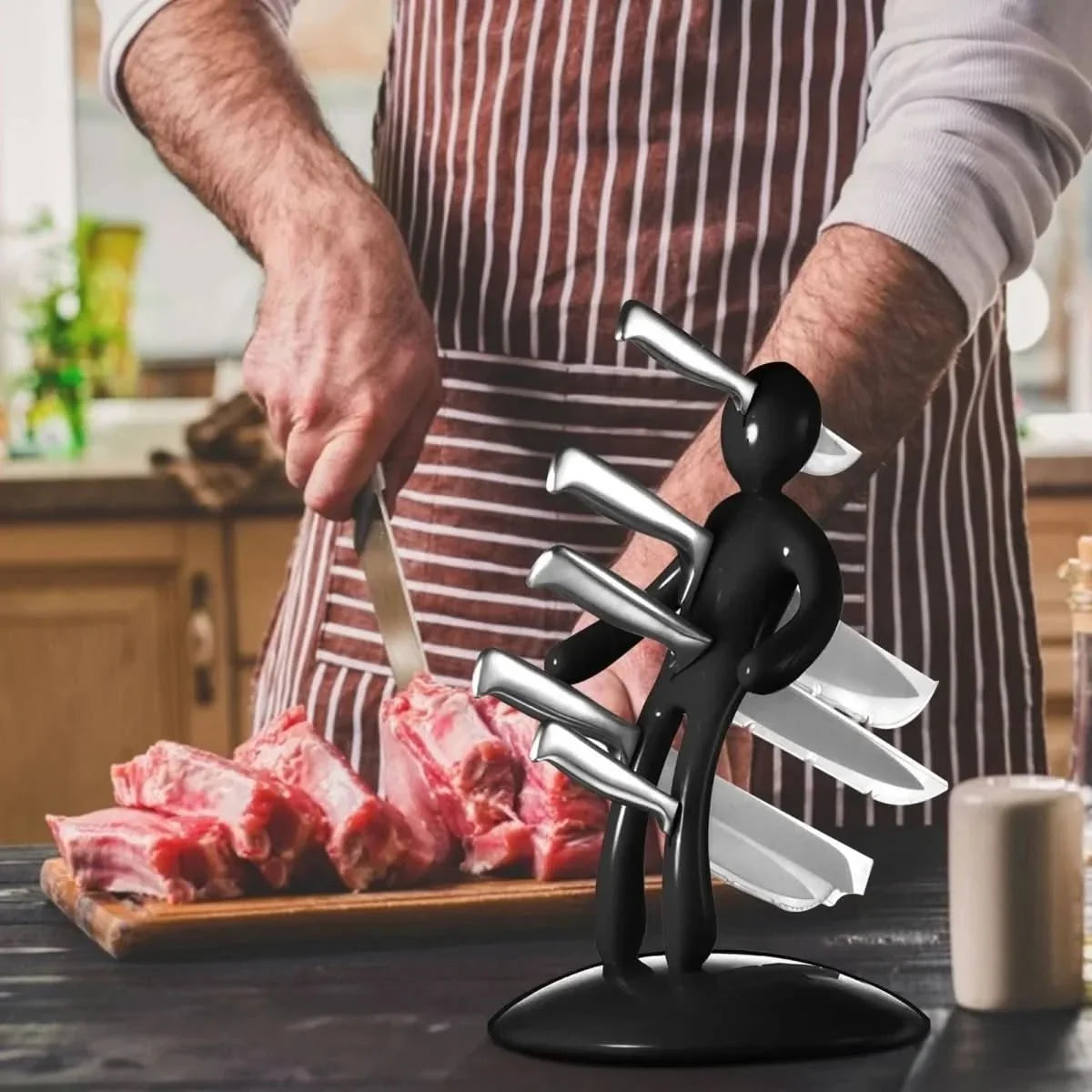 Knife Holder Stainless Steel Sculptural Space-Saving Design
