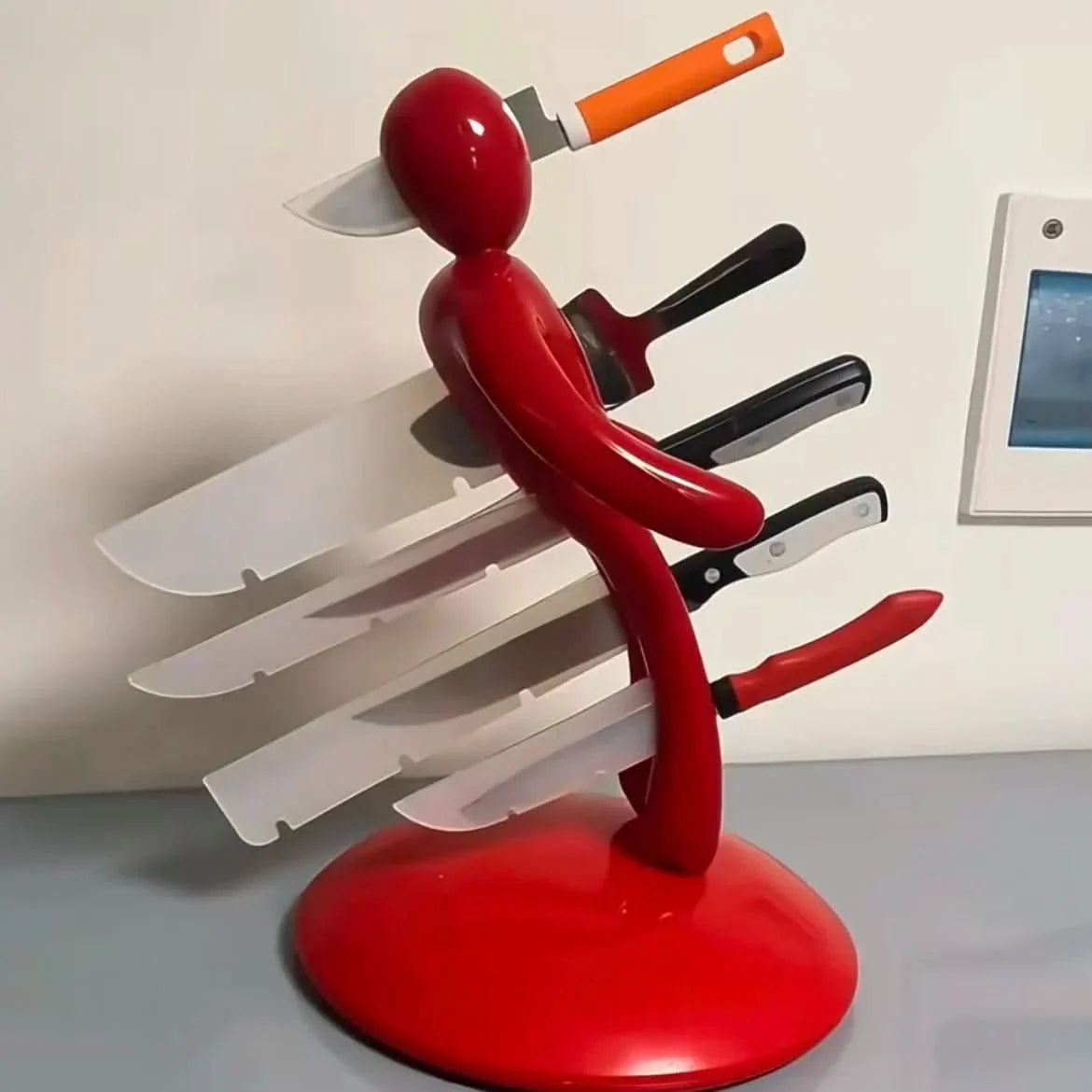 Knife Holder Stainless Steel Sculptural Space-Saving Design