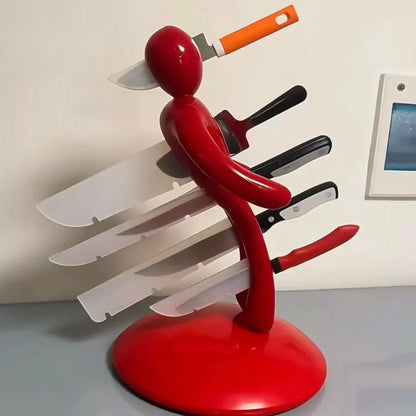 Knife Holder Stainless Steel Sculptural Space-Saving Design