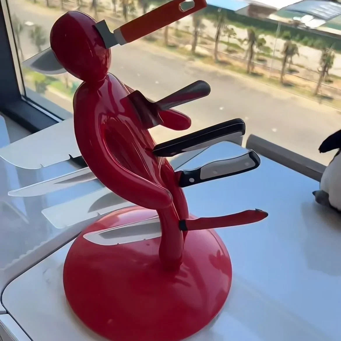 Knife Holder Stainless Steel Sculptural Space-Saving Design