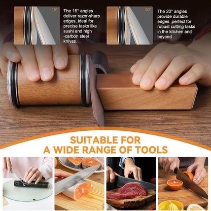 Knife Sharpener Diamond Roller Ceramic Honing Wheel Magnetic Angle Guide