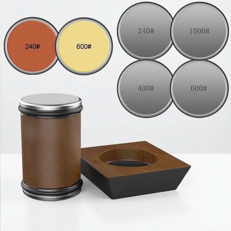 Knife Sharpener Rolling Diamond Wheel 600-Grit Solid Wood Base