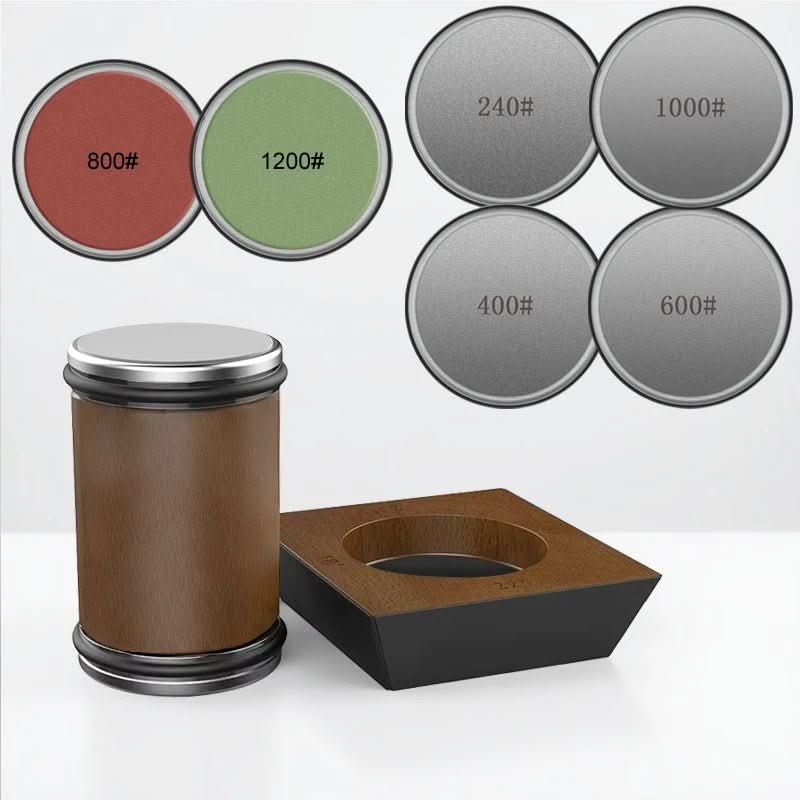 Knife Sharpener Rolling Diamond Wheel 600-Grit Solid Wood Base