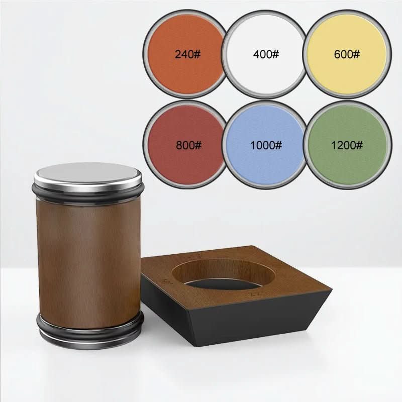 Knife Sharpener Rolling Diamond Wheel 600-Grit Solid Wood Base