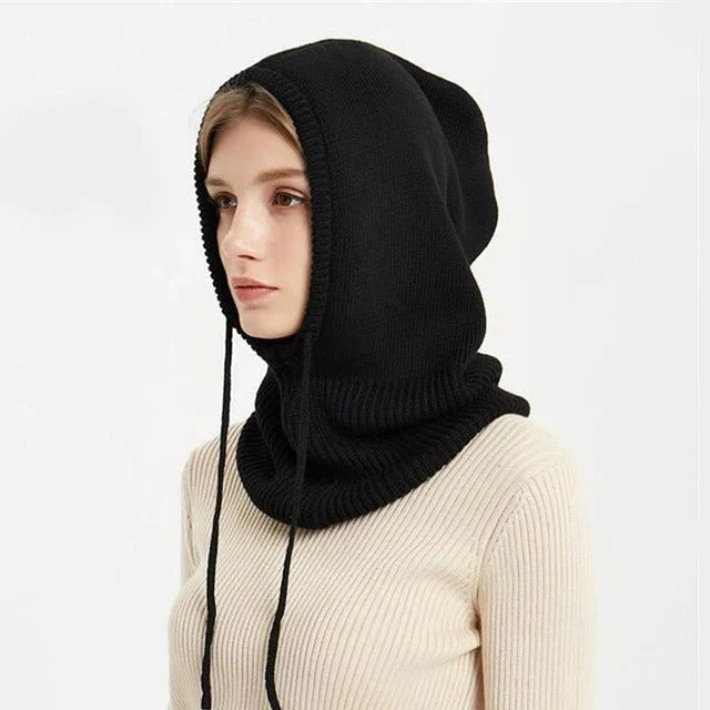 Knit Beanie Cashmere Blend Adjustable Drawstring