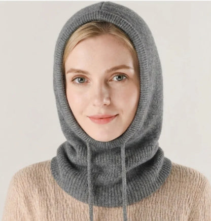 Knit Beanie Cashmere Blend Adjustable Drawstring