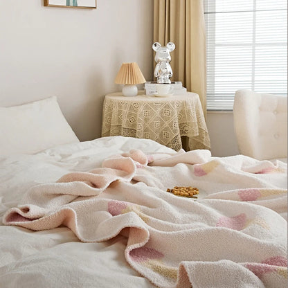 Knit Throw Blanket Ice Cream Pattern Velvety Microfiber OEKO-TEX