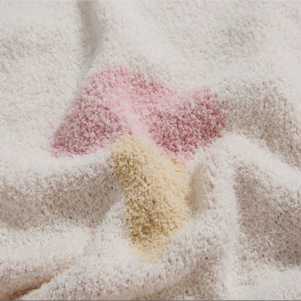 Knit Throw Blanket Ice Cream Pattern Velvety Microfiber OEKO-TEX