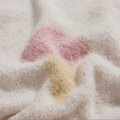 Knit Throw Blanket Ice Cream Pattern Velvety Microfiber OEKO-TEX