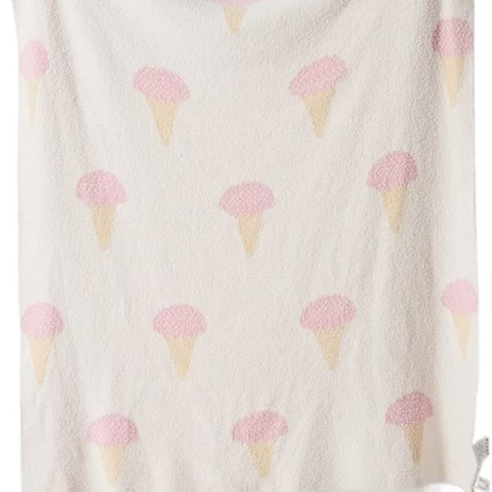 Knit Throw Blanket Ice Cream Pattern Velvety Microfiber OEKO-TEX