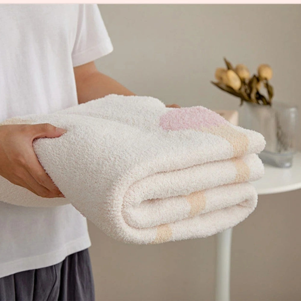 Knit Throw Blanket Ice Cream Pattern Velvety Microfiber OEKO-TEX