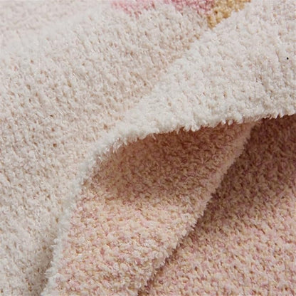 Knit Throw Blanket Ice Cream Pattern Velvety Microfiber OEKO-TEX