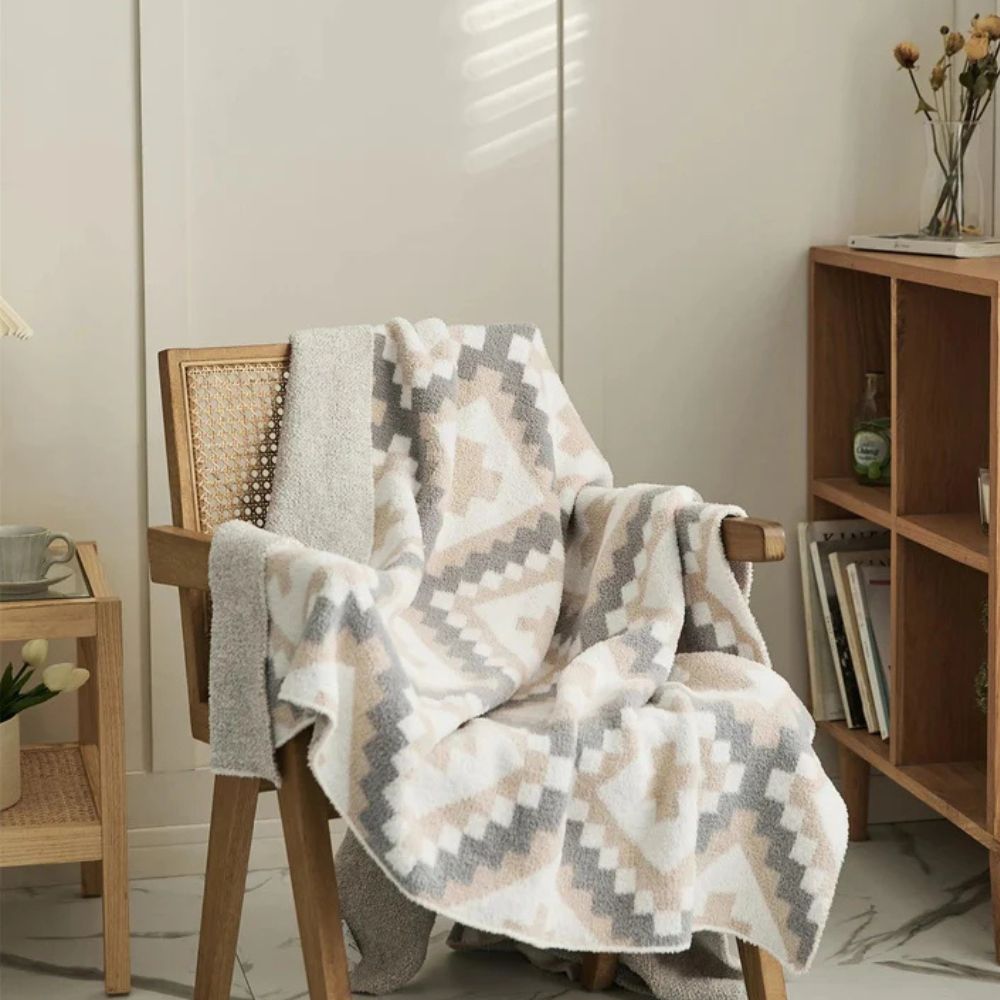 Knit Throw Blanket Premium Cotton Jacquard 51 x 63