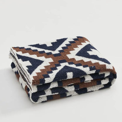 Knit Throw Blanket Premium Cotton Jacquard 51 x 63