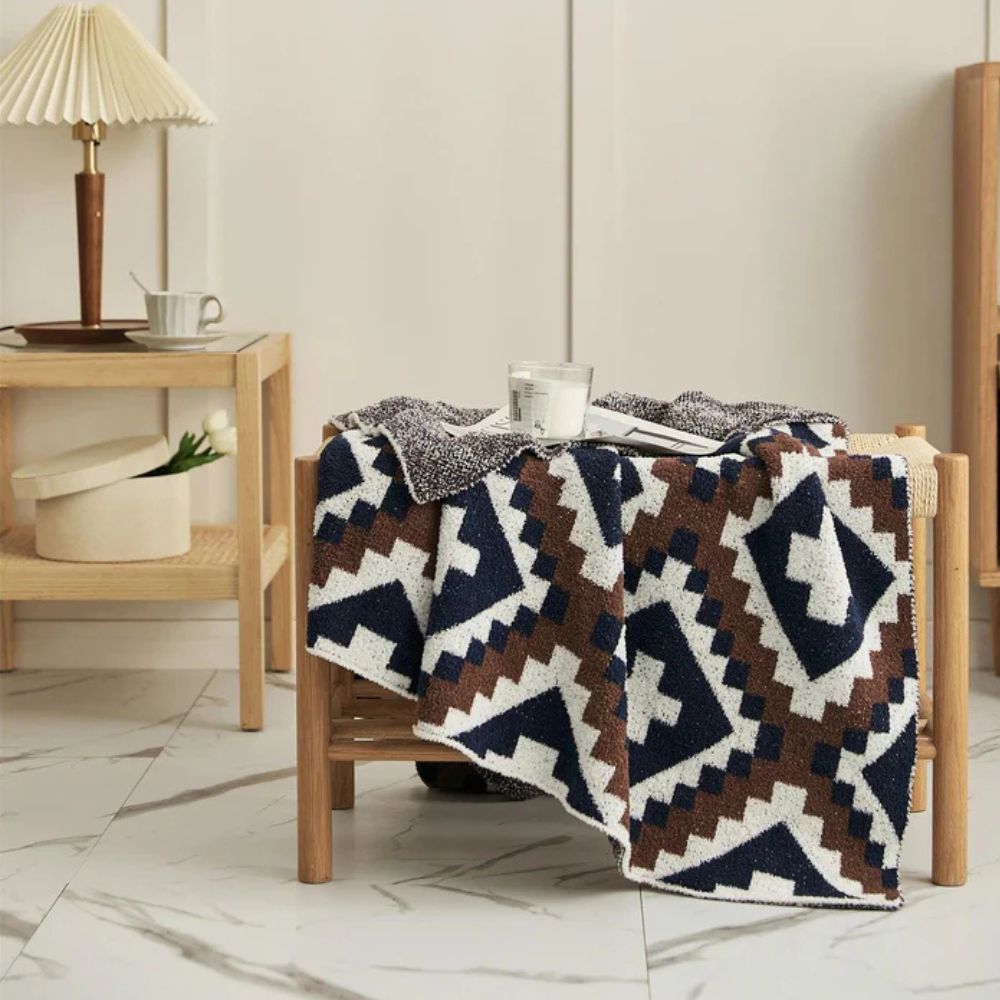 Knit Throw Blanket Premium Cotton Jacquard 51 x 63