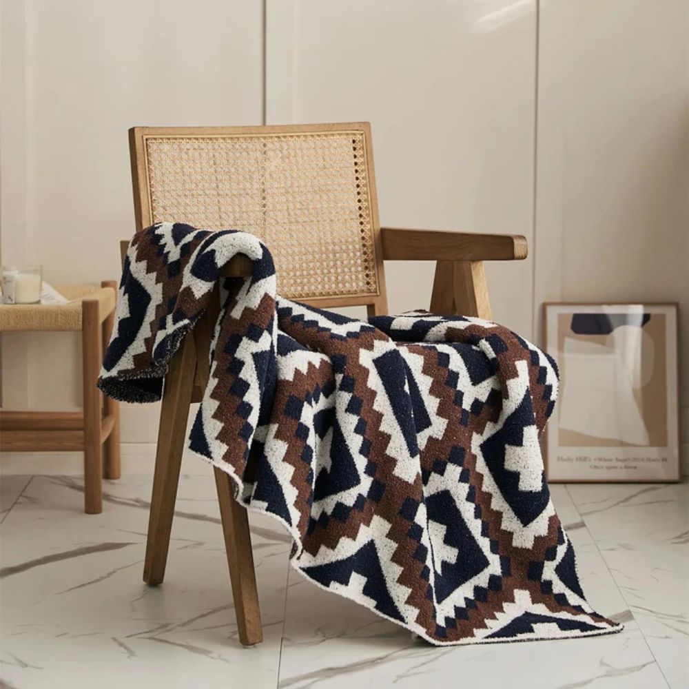 Knit Throw Blanket Premium Cotton Jacquard 51 x 63
